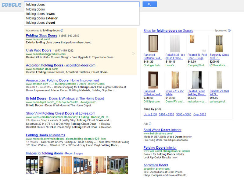 Folding Doors Search Page